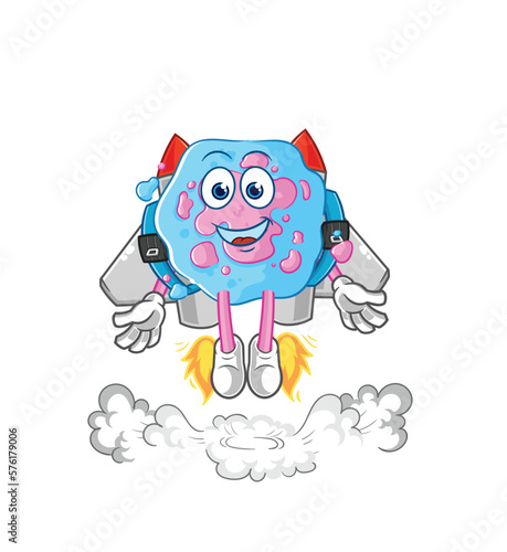 cell with jetpack mascot. cartoon vector