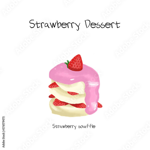 strawberry souffle with cream illustration