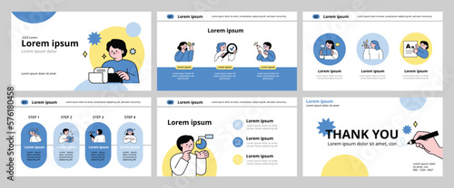 Cute outline illustration for education presentation template.