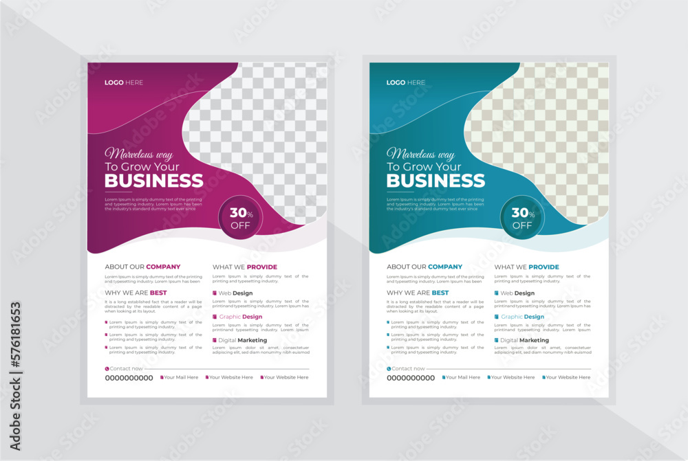 vector template in A4 siz | and modern design |perfect for creative professional business|business poster layout|IT company flyer and editable vector template design |modern business flyer template