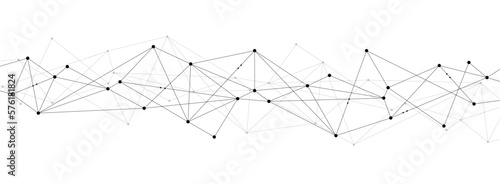 Abstract polygonal network system connect lines and dots background template.