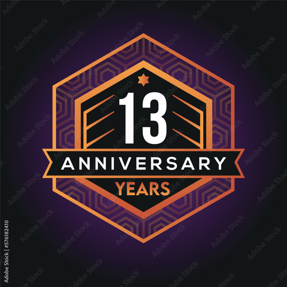 13th year anniversary celebration abstract logo design on vantage black background vector template 13th year anniversary celebration abstract logo design on vantage black background vector template