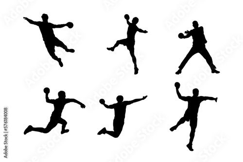 Set of silhouettes of handball sport vector design