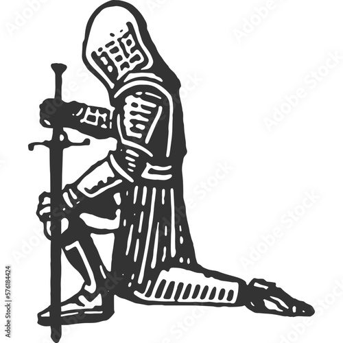 Knight's Oath Vintage Illustration Vector