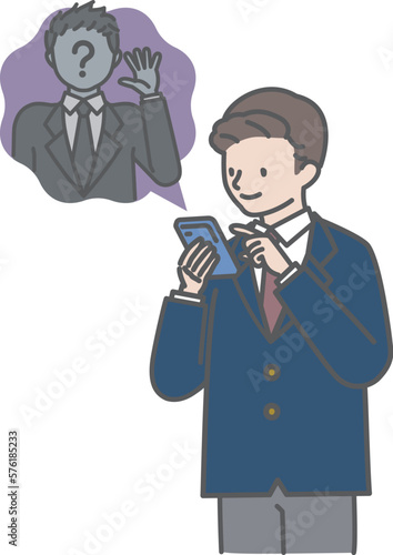知らない男の子とSNSで連絡を取り合う男の子