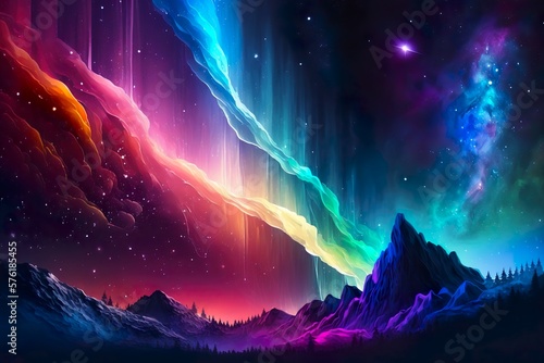 A celestial oasis filled with the colors of the rainbow and the beauty of the universe.