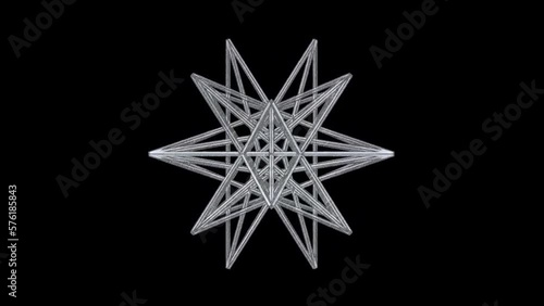 Polyhedron Star From The Simple To The Complicated Shape And Vice Versa. Graphite Pencil Drawing Animation. Platonic Solids. Geometric Figures.