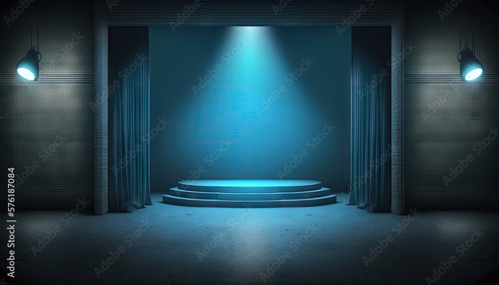 Technology abstract neon light background, empty space scene, spotlight ...