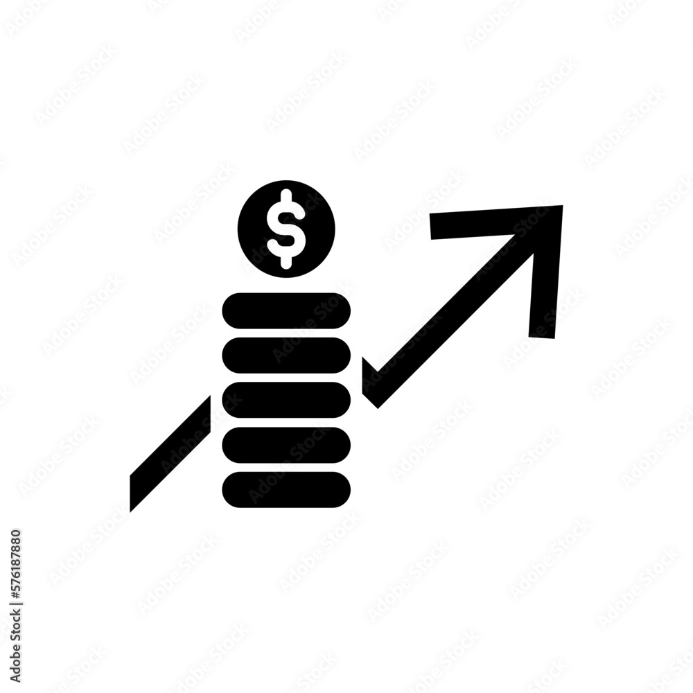 Stack of coin with arrow up icon vector Stack of coin with arrow up icon vector