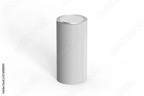 Spice powder packaging paper tube with metallic lid mockup blank image isolated isolated on white