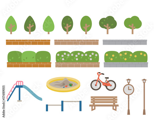 公園のイラスト　素材セット
