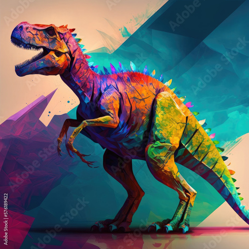 Beautiful, colorful dinosaur design, t-rex, fierce powerful carnivorous, tyrant lizard, large, powerful, predatory,  © Bernice