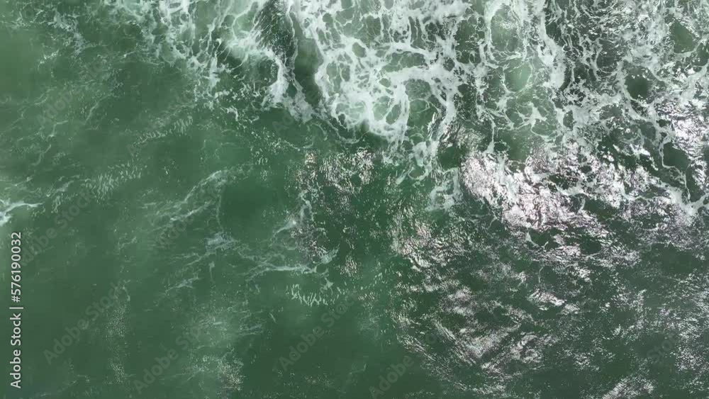 Aerial View of Ocean Waves with White Foam Aerial View of Ocean Waves with White Foam
