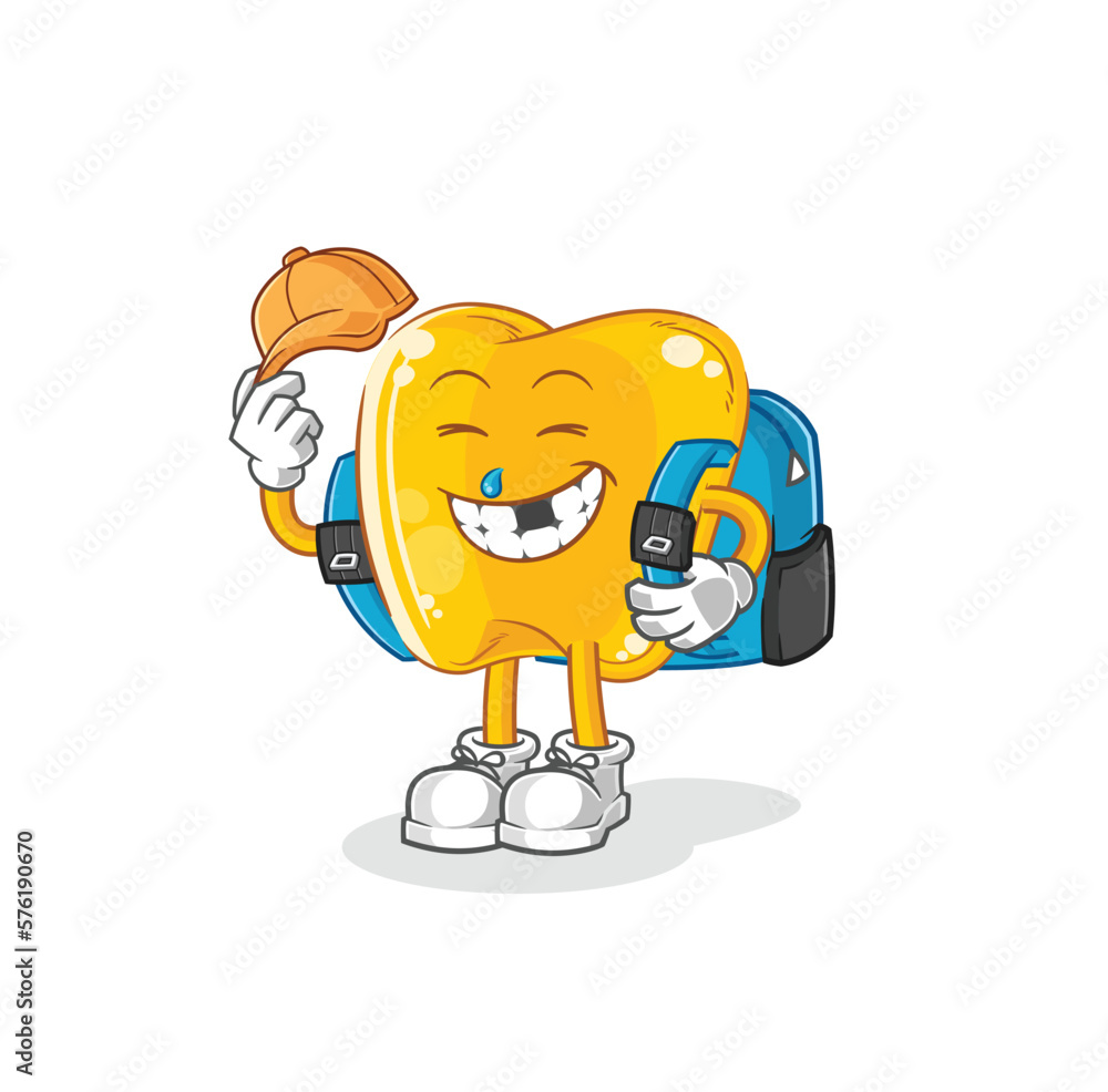 gold teeth goes to school vector. cartoon character