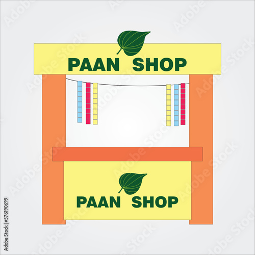 Local Paan Shop or betel leaves,  cigarettes and tobacco products selling shop. Vector, illustration. photo