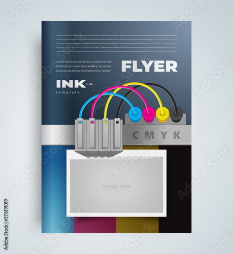 Flyer ink color cmyk printing service theme Cover design template vector
