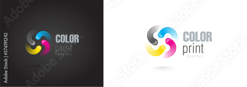 Color print logo cmyk dots lines actions theme polygraphy