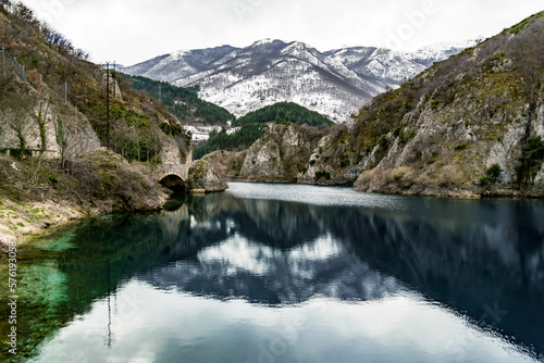 winter mountains peaks, on the Sagittarius Gorges in Abruzzo Region, Italy