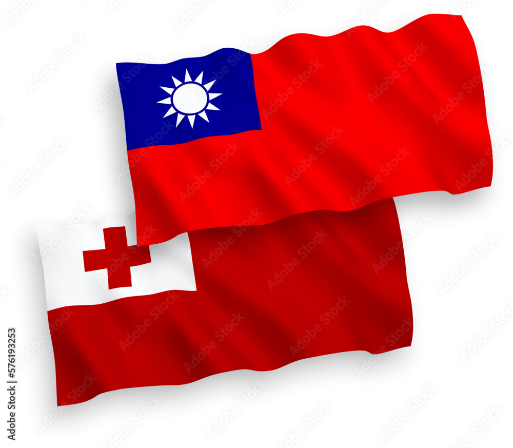 Flags of Kingdom of Tonga and Taiwan on a white background Flags of Kingdom of Tonga and Taiwan on a white background