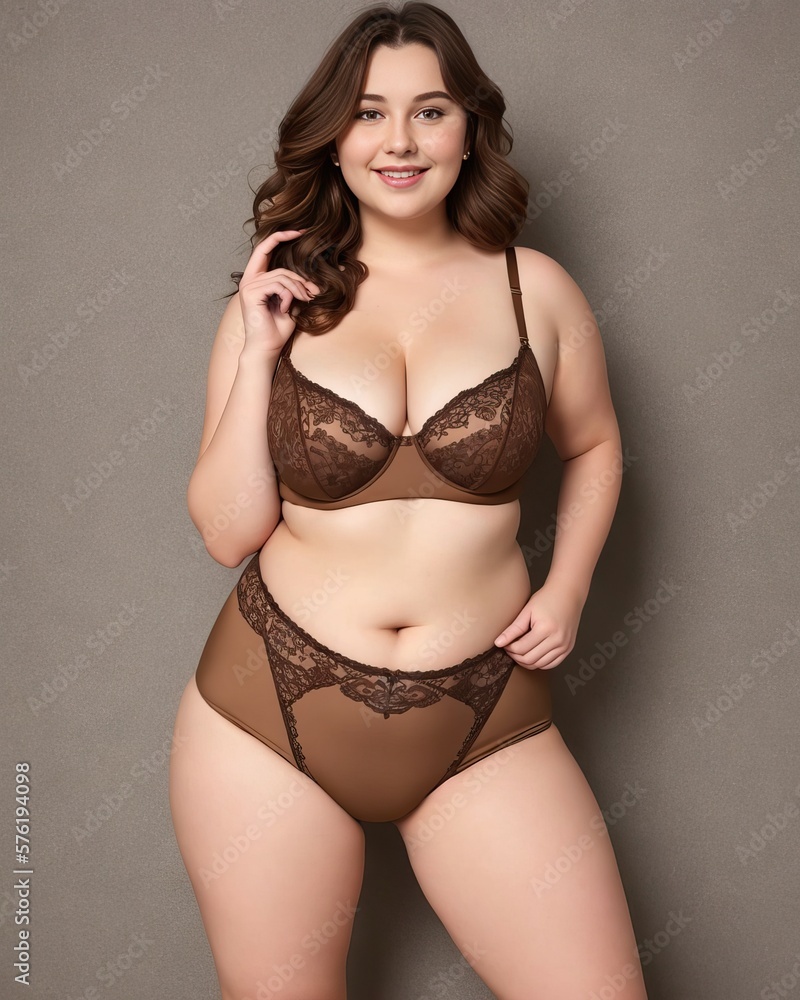 Amazing plussize plump young woman in sexy lingerie. Body Positive concept.  Generative AI Illustration Stock | Adobe Stock
