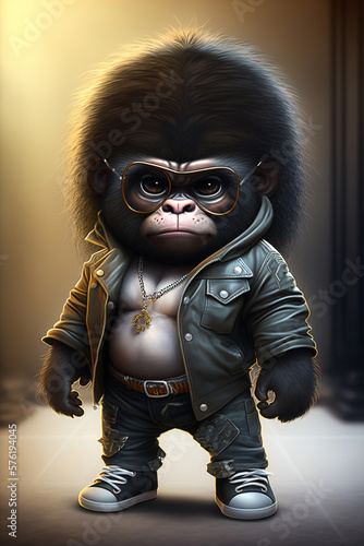 Gorilla as Super Cute Cool Fashion Model with Expression Generative AI Digital Illustration Part#280223