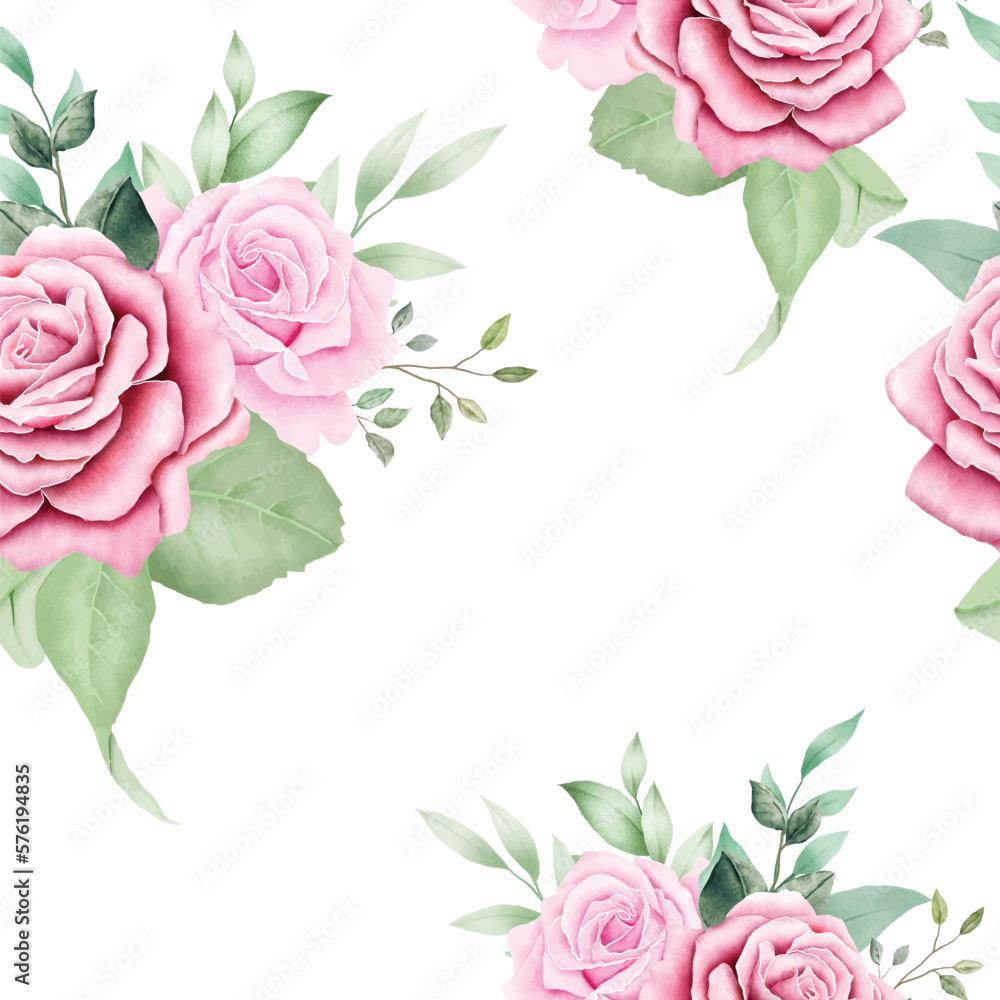 Seamless pattern Floral Rose Watercolor 