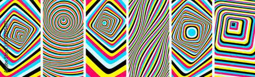 Abstract squares within squares. Optic art illustration. Wavy pattern with optical illusion. Abstract striped background. 3d vector pattern for brochure, poster, presentation, flyer or banner.