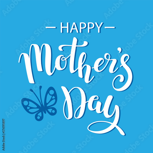 Mothers day lettering. Vector hand drawn Illustration of Calligraphy text isolated on blue background