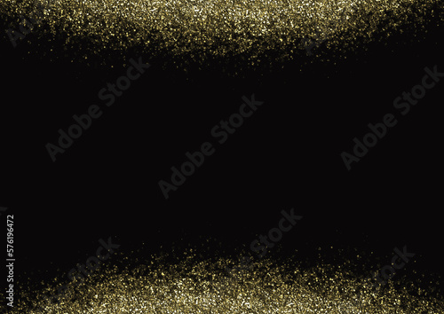 黒地に上下キラキラ金色ラメの背景素材