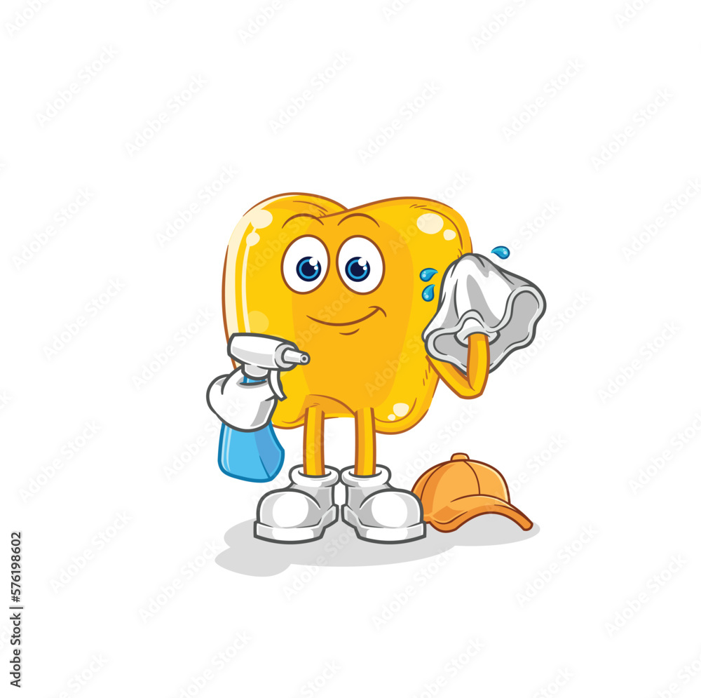 gold teeth cleaner vector. cartoon character gold teeth cleaner vector. cartoon character
