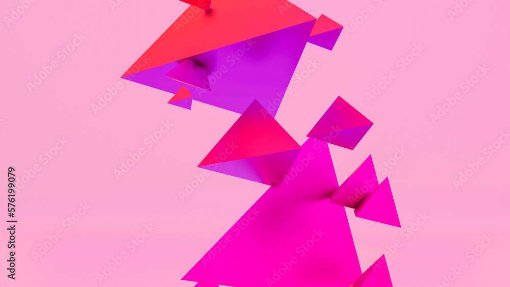 red-violet pyramids of different sizes on a pink background. 3d render illustration red-violet pyramids of different sizes on a pink background. 3d render illustration