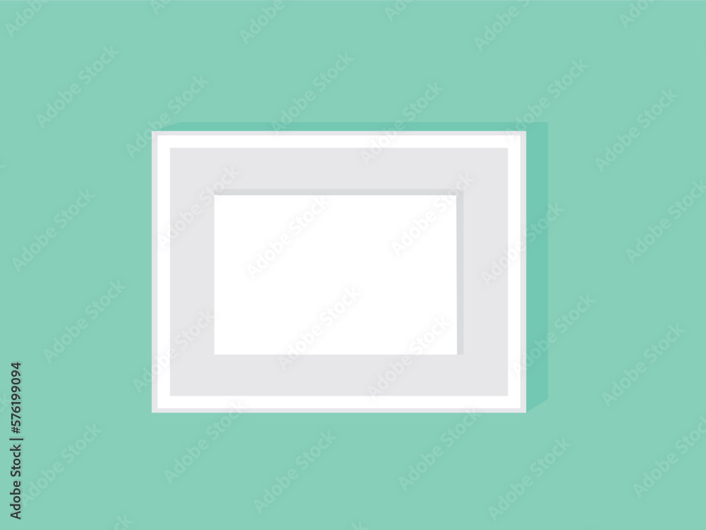 White realistic square empty picture frame on green background. Blank white picture frame mockup template isolated. Vector illustration White realistic square empty picture frame on green background. Blank white picture frame mockup template isolated. Vector illustration