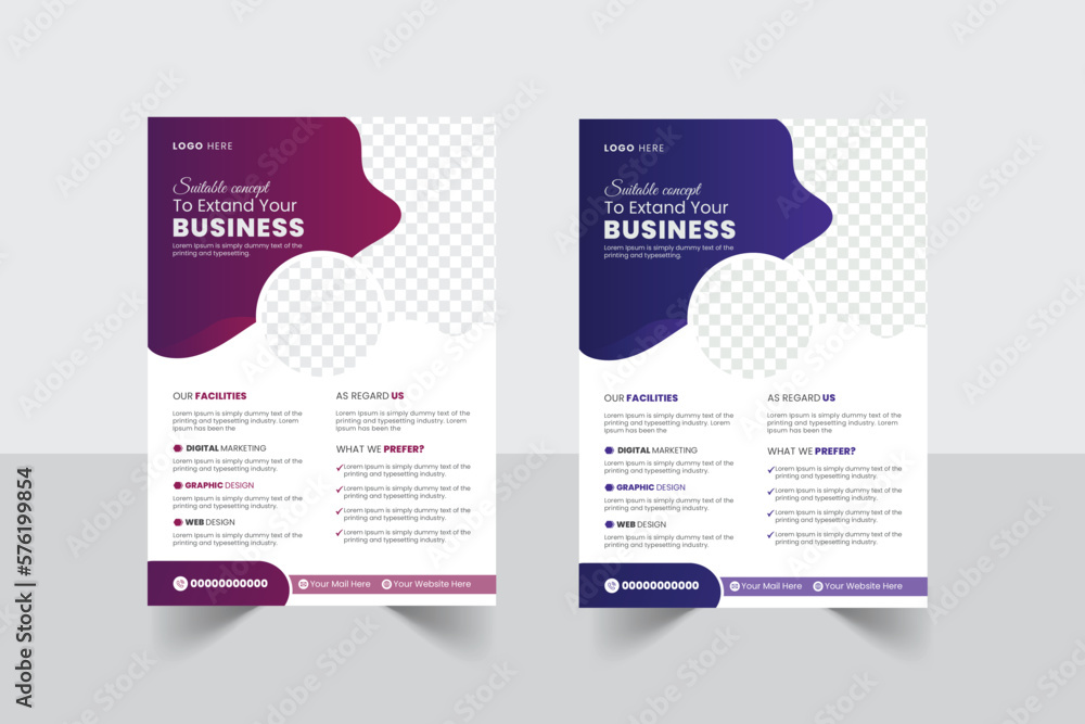 a bundle of 10 templates of a4 flyer template, modern template, in purple and blue color, and modern design, perfect for creative professional business
Corporate business flyer template design set wit