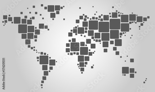 Vector world map  white and gray gradient color  abstract illustration. Global Business Concept