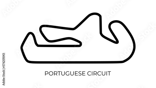 Portuguese Algarve motorsport circuit race track vector map outline icon. Vector illustration from world championship motorcycle racing competition equipment in trendy style. Editable graphic resource