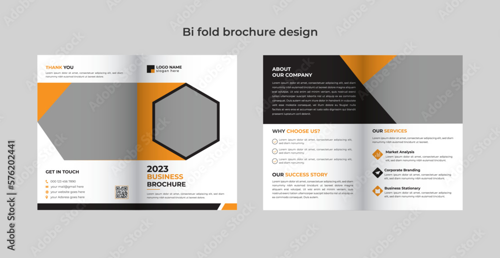 Obraz premium Modern and creative corporate business bifold brochure design template