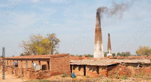 Chimney at brick factory - india