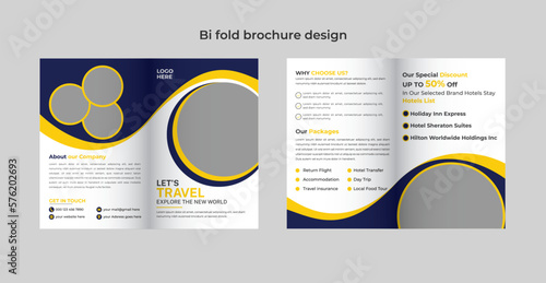 Modern travel Bi fold brochure design template	