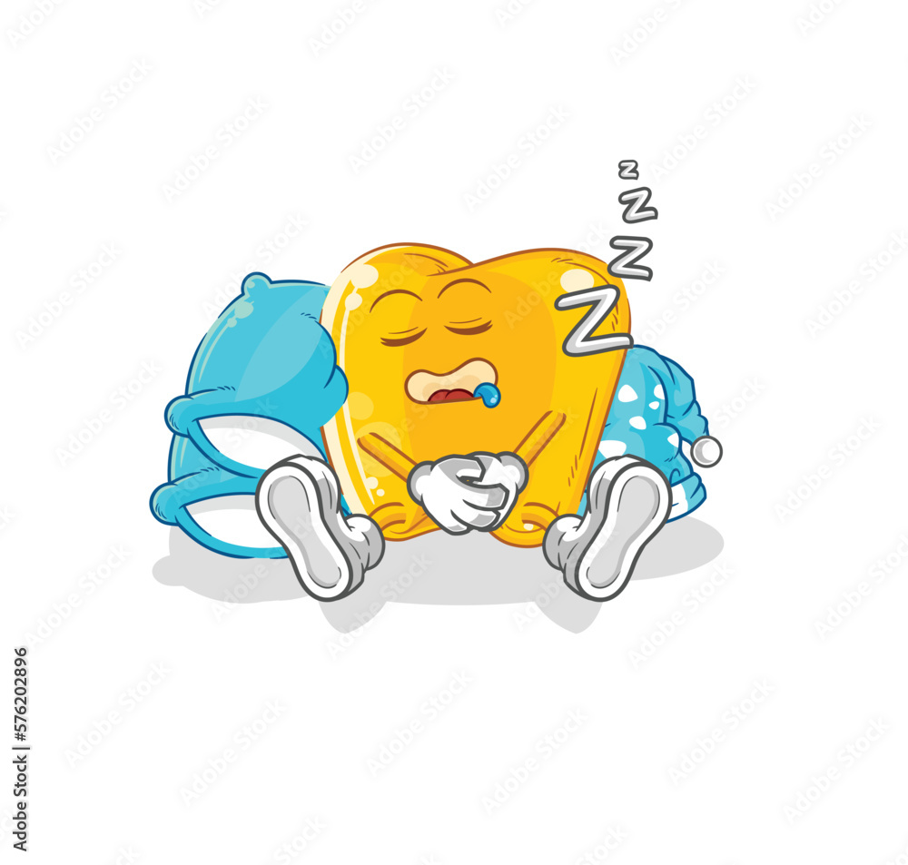 gold teeth sleeping character. cartoon mascot vector