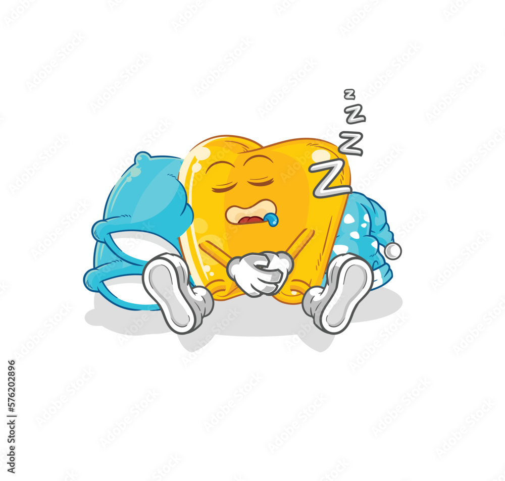 gold teeth sleeping character. cartoon mascot vector gold teeth sleeping character. cartoon mascot vector
