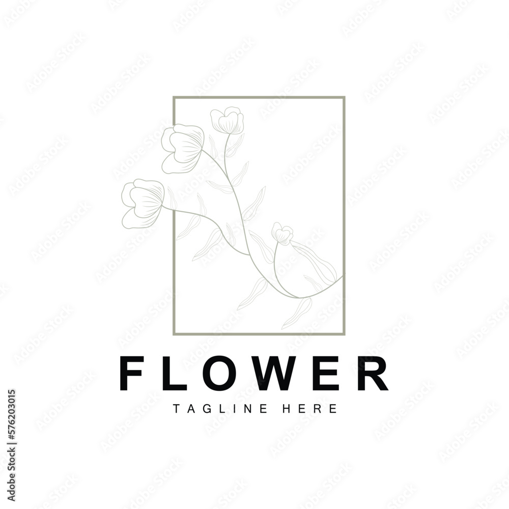 Floral Logo, Leaves And Flowers Botanical Garden Vector, Floral Design Of Life