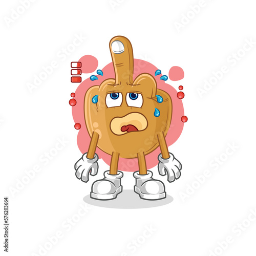middle finger low battery mascot. cartoon vector
