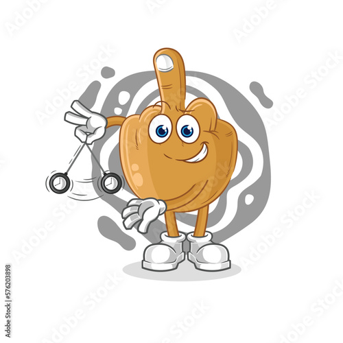 middle finger hypnotizing cartoon. cartoon mascot vector