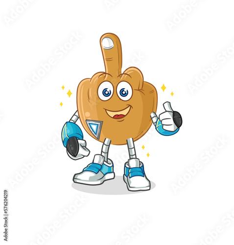 middle finger robot character. cartoon mascot vector