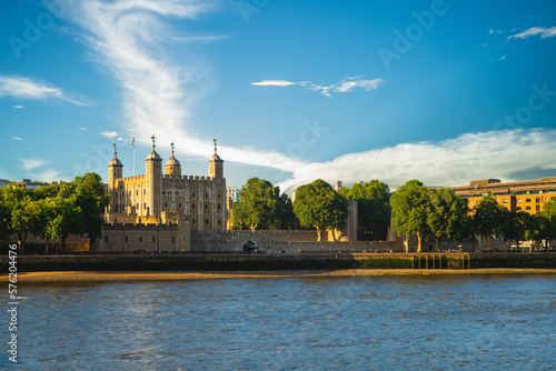 tower of london by river thames in london, england, UK