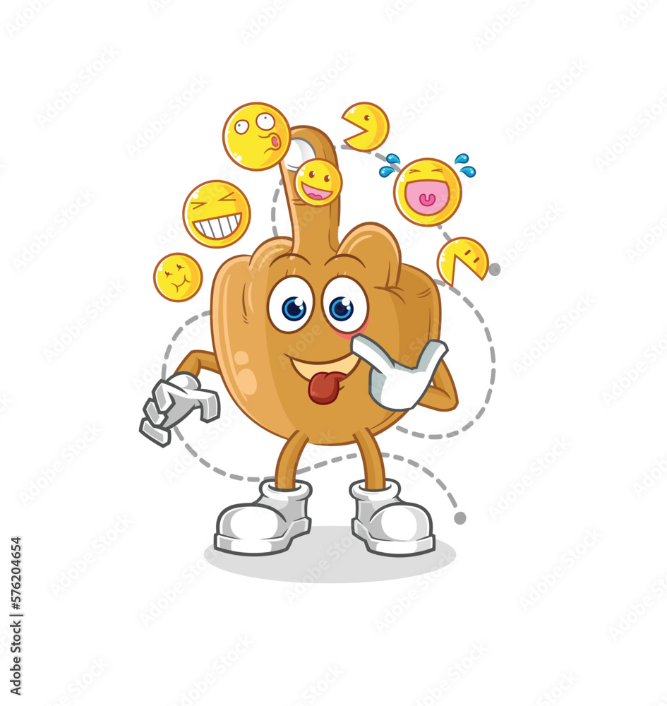 middle finger laugh and mock character. cartoon mascot vector