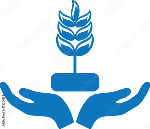 Harvest protection icon, agriculture icon blue vector