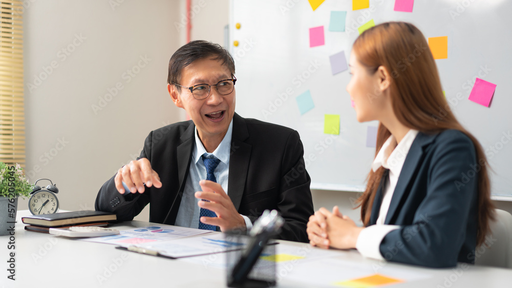 Business partnership concept, Senior in business are brainstorm and discuss project with partner Business partnership concept, Senior in business are brainstorm and discuss project with partner