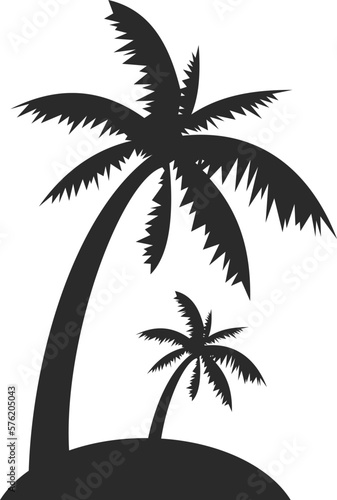 Palm trees icon, palm leaf icon black vector