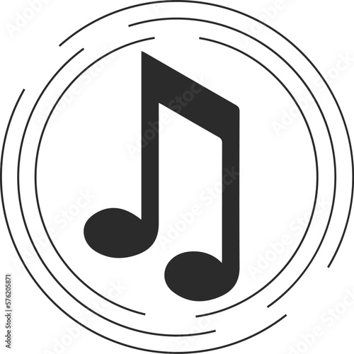 Music note icon, wavy music notes icon black vector